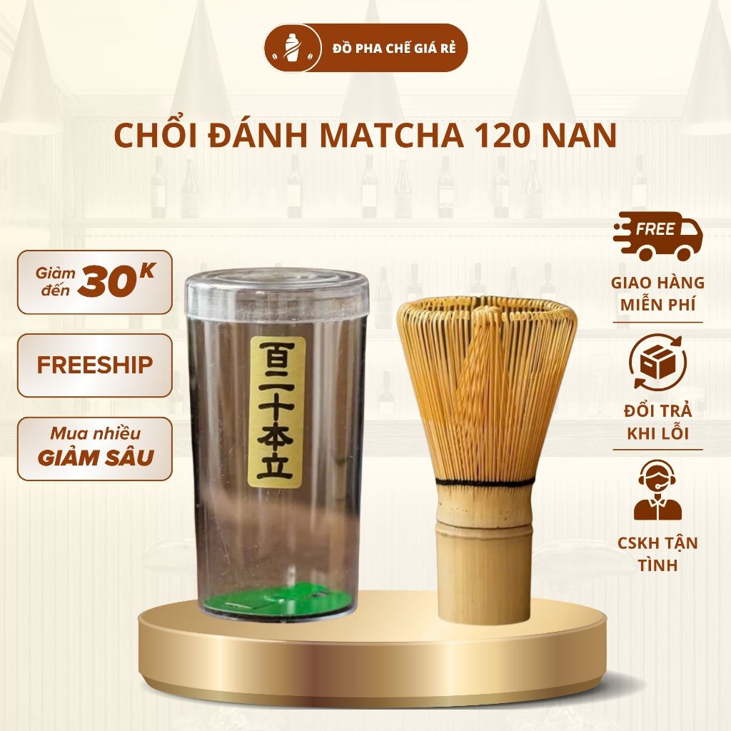 Chổi Đánh Matcha Tre 120 Nan Cao Cấp Tạo Bọt Mịn Chuẩn Trà Nhật Dễ Sử Dụng