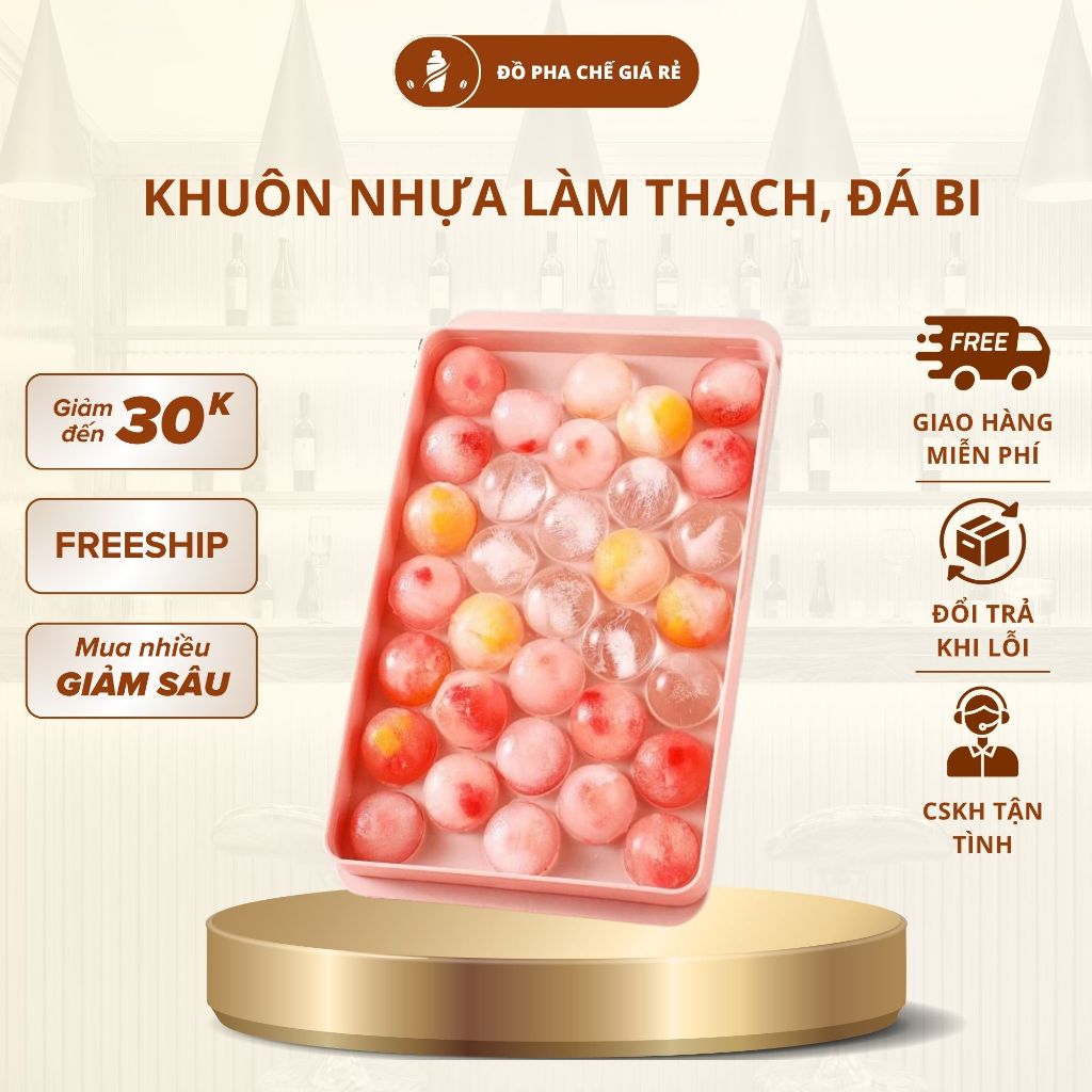 Khuôn Làm Thạch Bi Tròn 20, 33 Ô Silicon Dẻo Làm Đá Viên Kẹo Dẻo Tiện Lợi Dễ Lấy