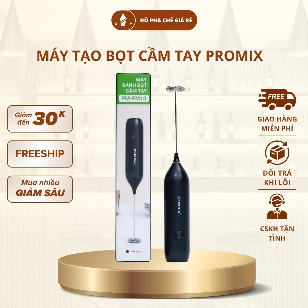 Máy Đánh Bọt Sữa Cầm Tay Promix PM-FM10 Nhỏ Gọn Đánh Nhanh Tiện Lợi Cho Gia Đình, Quán Nước