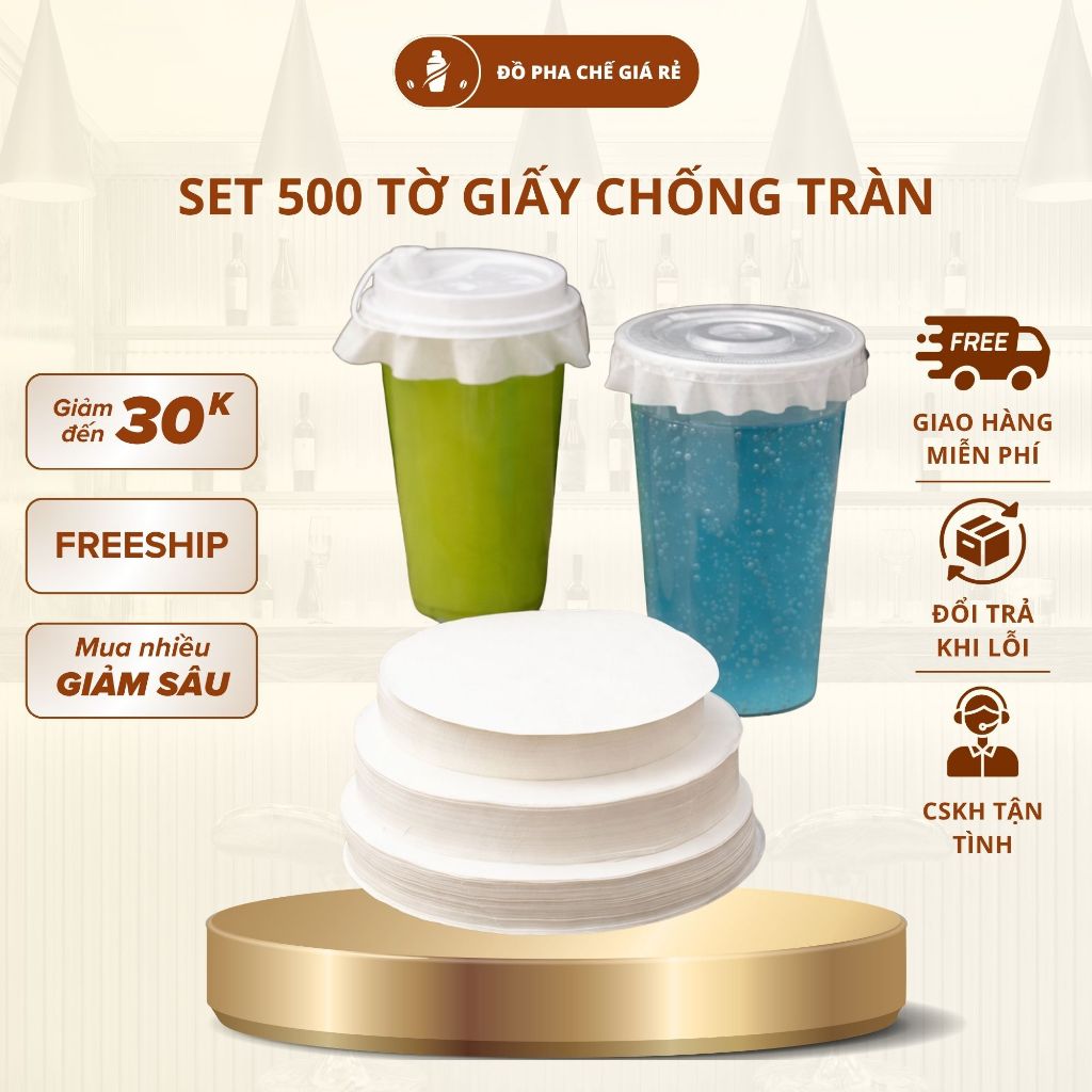Set 500 Tờ Giấy Chống Tràn Ly Cà Phê Trà Sữa Chống Rò Rỉ Tiện Lợi Cho Đồ Uống Mang Đi