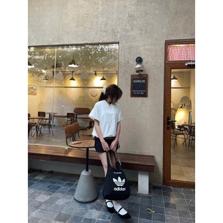 Áo sơ mi cổ sen cộc tay chất vải gió hàn 2 lớp basic tay ngắn babydoll chất liệu gió mềm Cakecat