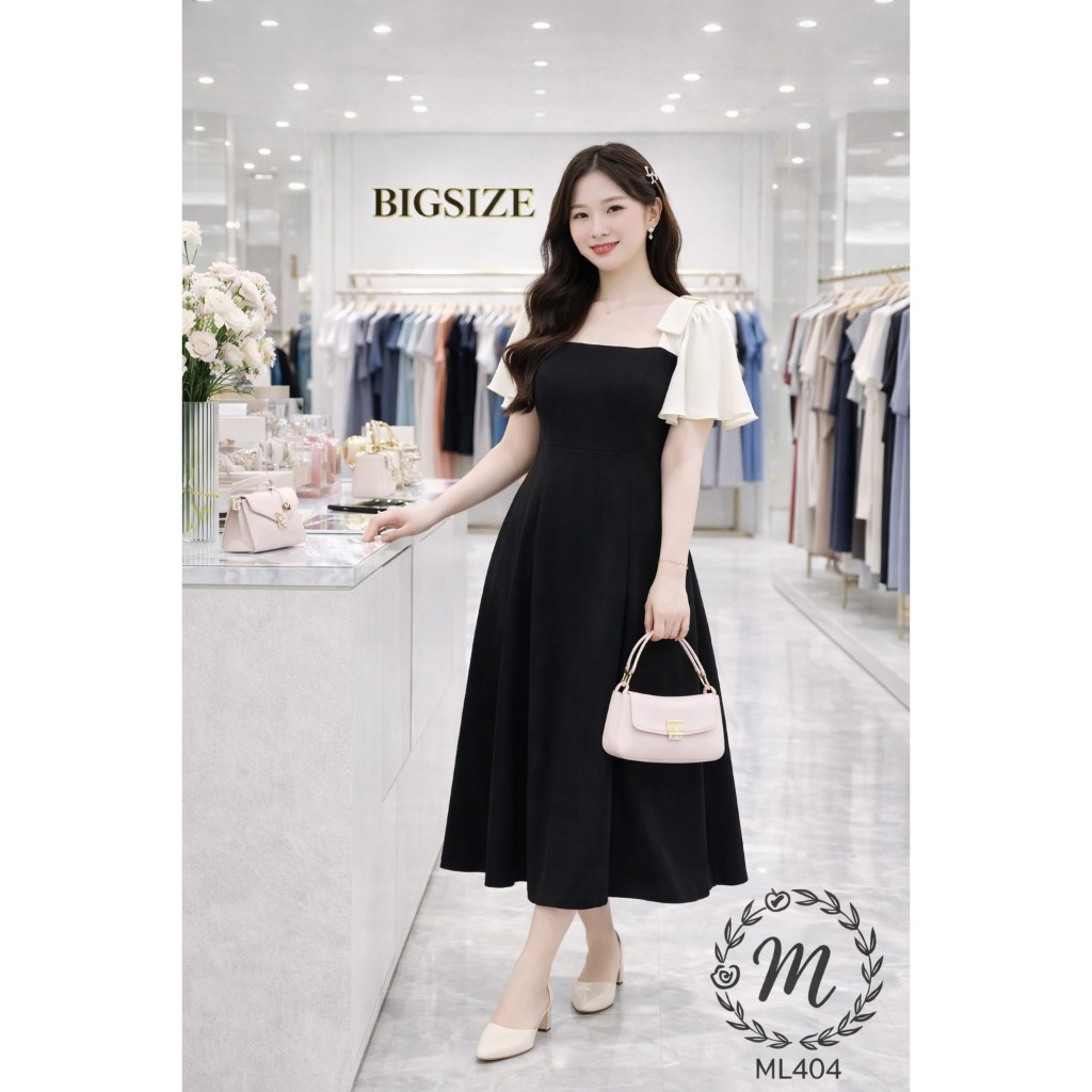 🌸 ĐẦM BIGSIZE ML404 THUN POLY 2 DA CAO CẤP THANH LỊCH CHE DÁNG CHO NÀNG 55-90KG 🌸