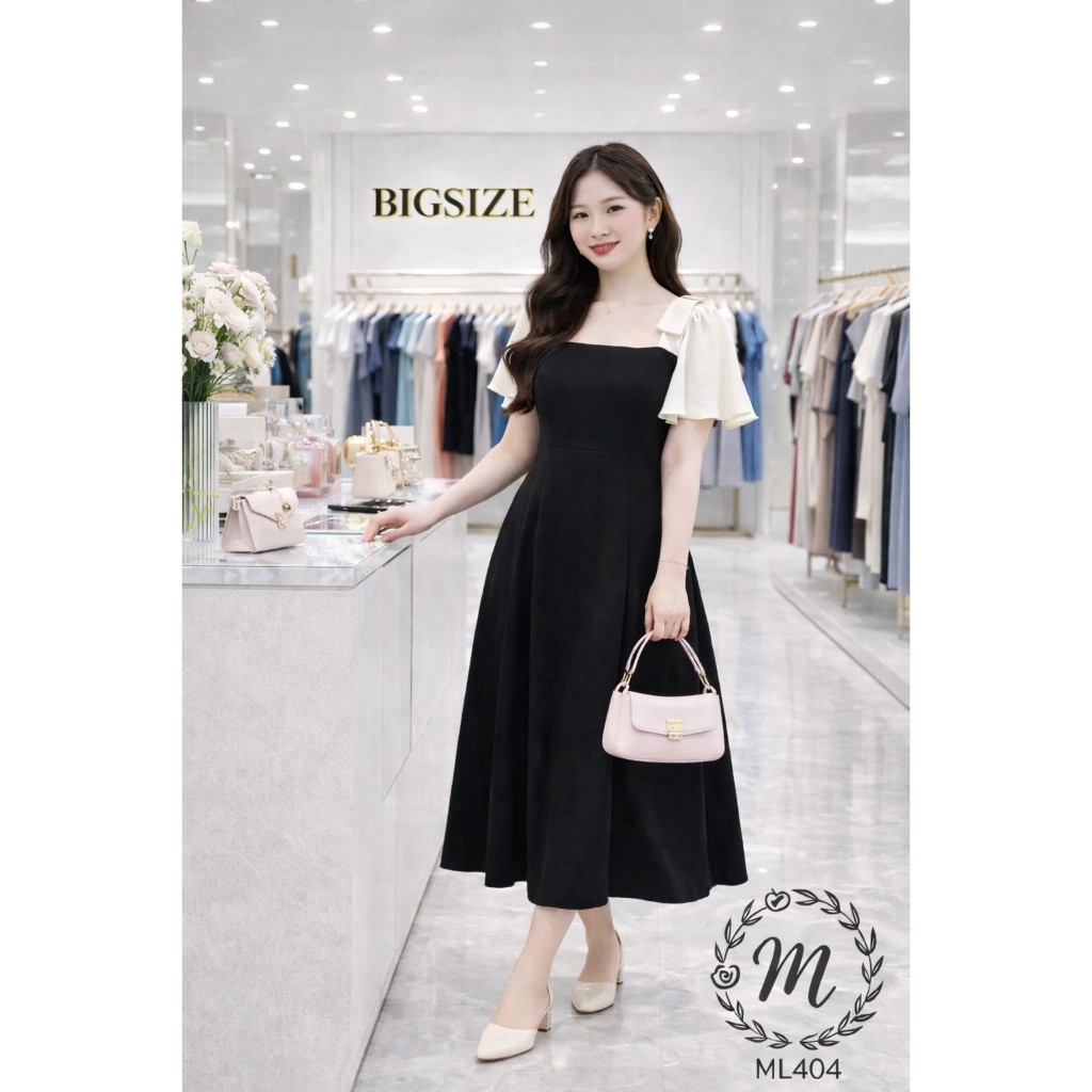 🌸 ĐẦM BIGSIZE ML404 THUN POLY 2 DA CAO CẤP THANH LỊCH CHE DÁNG CHO NÀNG 55-90KG 🌸