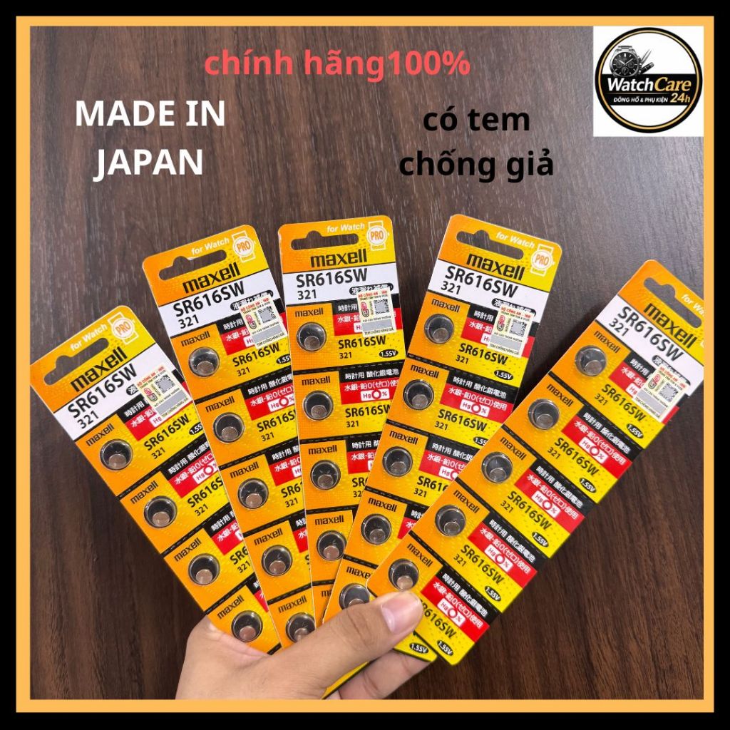 Pin đồng hồ Maxell SR616SW(321) chính hãng Nhật Bản - Silver Oxide1.55V cao cấp (Vỉ 1viên/5viên)