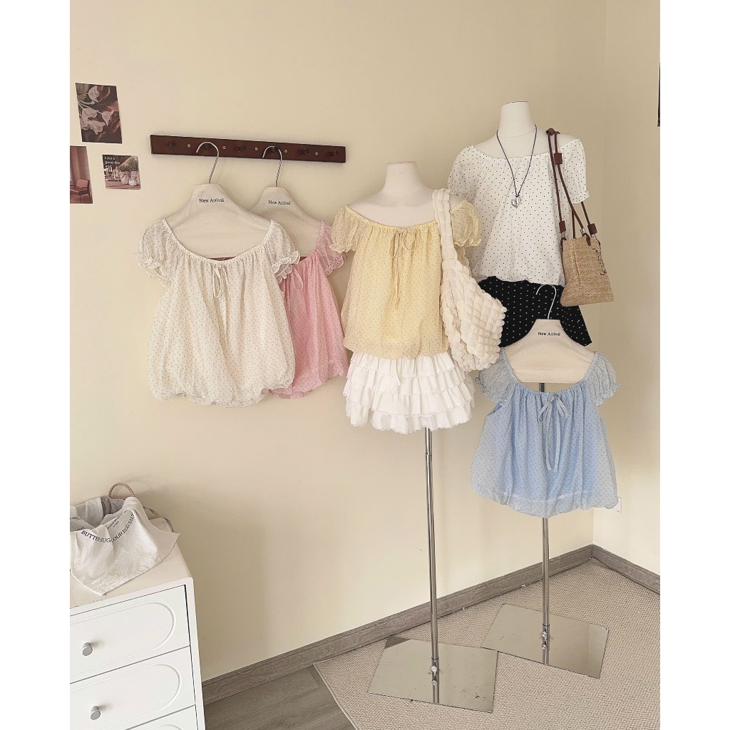 Áo babydoll chất voan tơ họa tiết hoa nhí siêu yêu 5589 A153