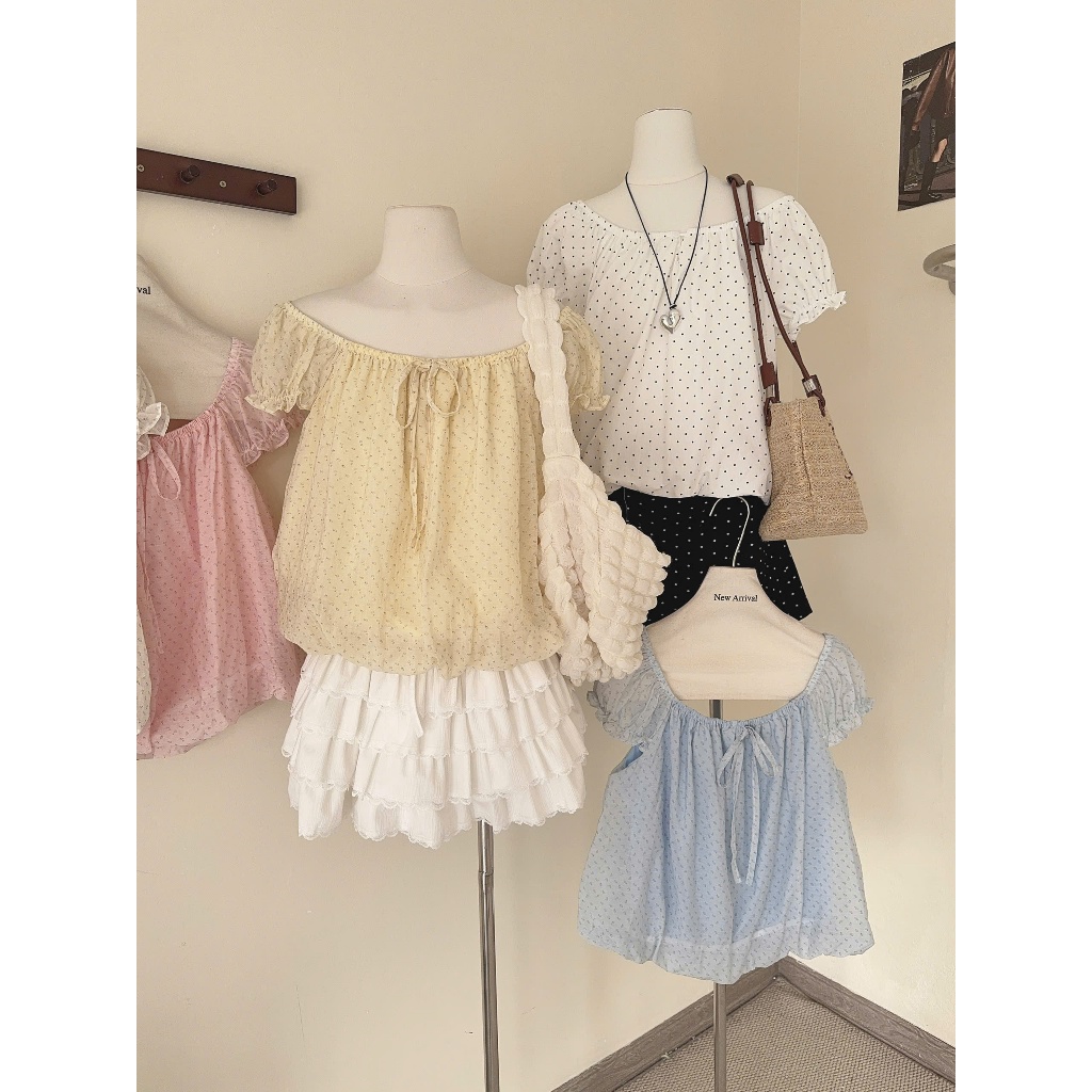 Áo babydoll chất voan tơ họa tiết hoa nhí siêu yêu 5589 A153