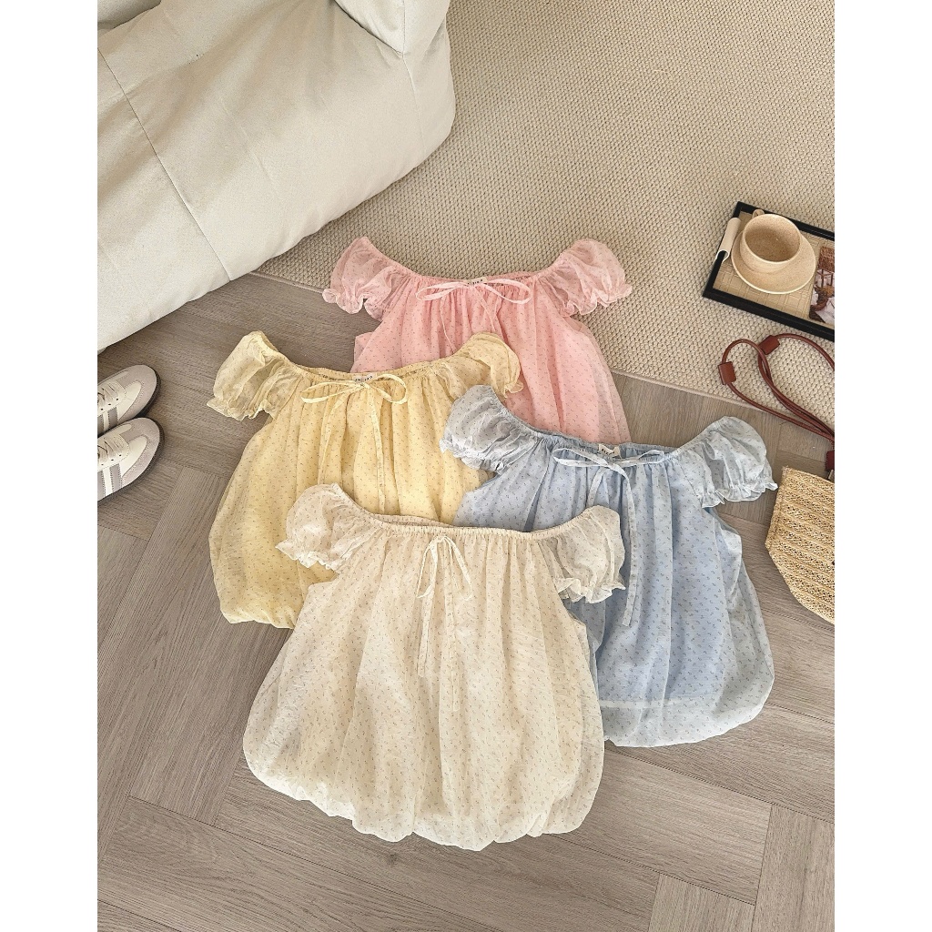 Áo babydoll chất voan tơ họa tiết hoa nhí siêu yêu 5589 A153