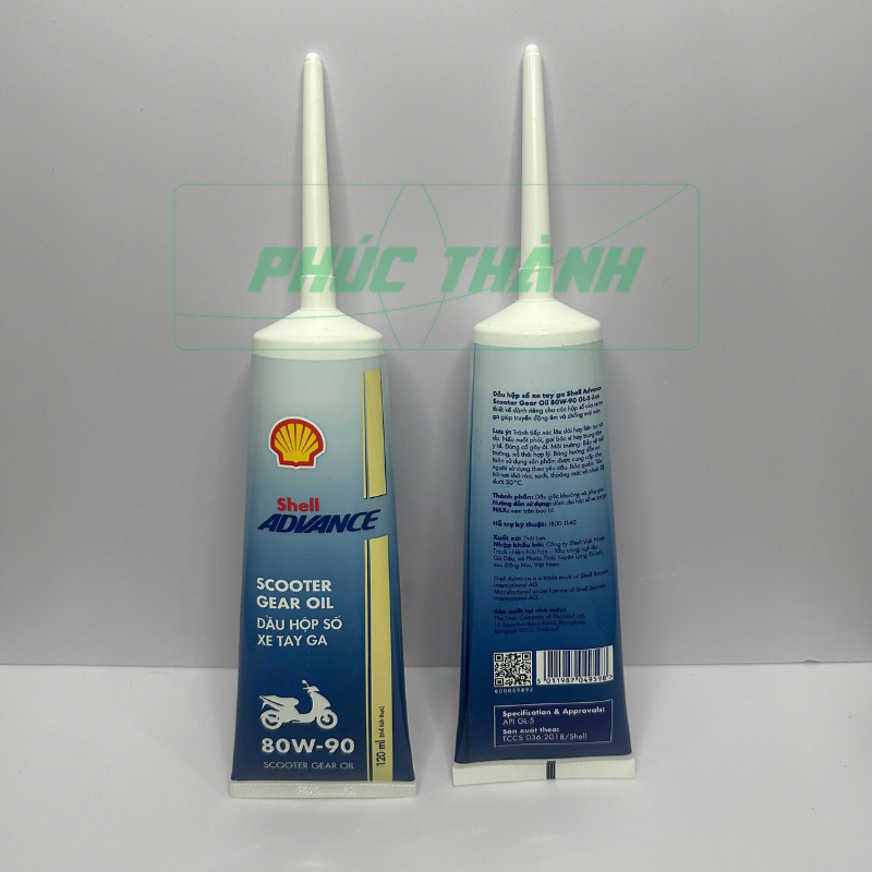 Nhớt Hộp Số (Láp) Xe Tay Ga SHELL ADVANCE SCOOTER GEAR OIL 80W90 120ml - Sản Xuất Tại Thái Lan