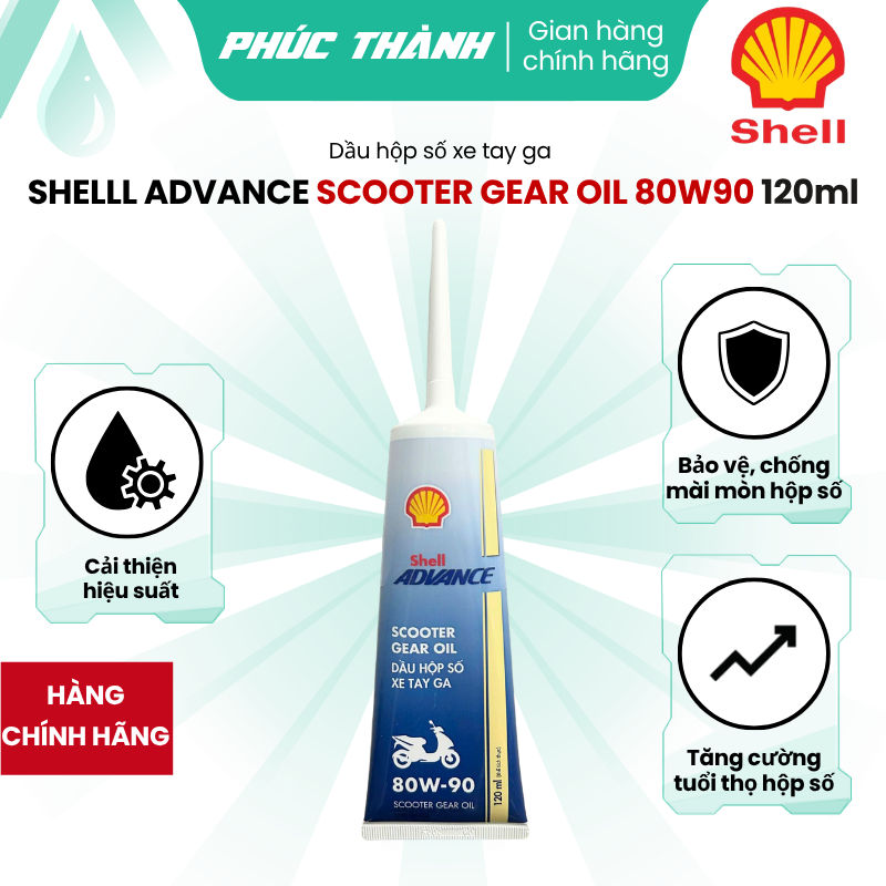 Nhớt Hộp Số (Láp) Xe Tay Ga SHELL ADVANCE SCOOTER GEAR OIL 80W90 120ml - Sản Xuất Tại Thái Lan