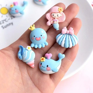 Set Charm Nàng Tiên Cá & Cá Voi Đại Dương Kawaii – Vỏ Sò Kem Xoắn Pastel Dễ Thương Phong Cách trang trí dép siêu cute