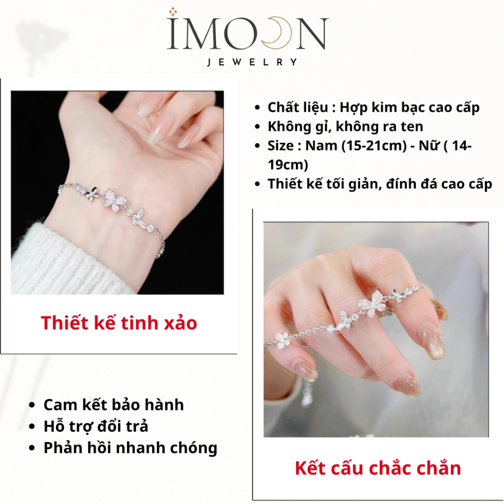 [ HỢP KIM BẠC] Lắc tay nữ hoa 4 lá phong thủy, Vòng tay nữ bạc S925 sang chảnh, quyến rũ imoon058