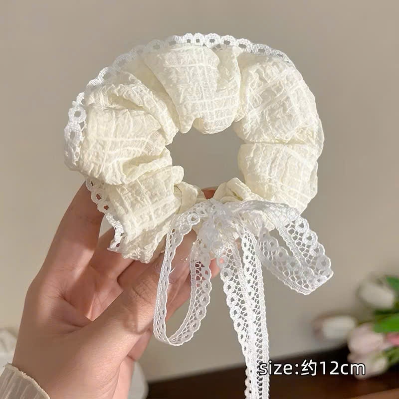 [COMBO 2 MÓN] Dây buộc tóc Scrunchies phối ren nơ ngọt ngào phong cách Hàn Quốc