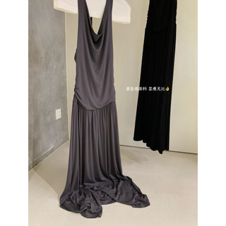 𝐏𝐡𝐢𝐞𝐧 𝐖𝐆𝐖𝐄 | (Sẵn) w9283 Đầm Thun Co Dãn Lưng Soắn Dây Cổ Yếm Ôm Xoè Rủ