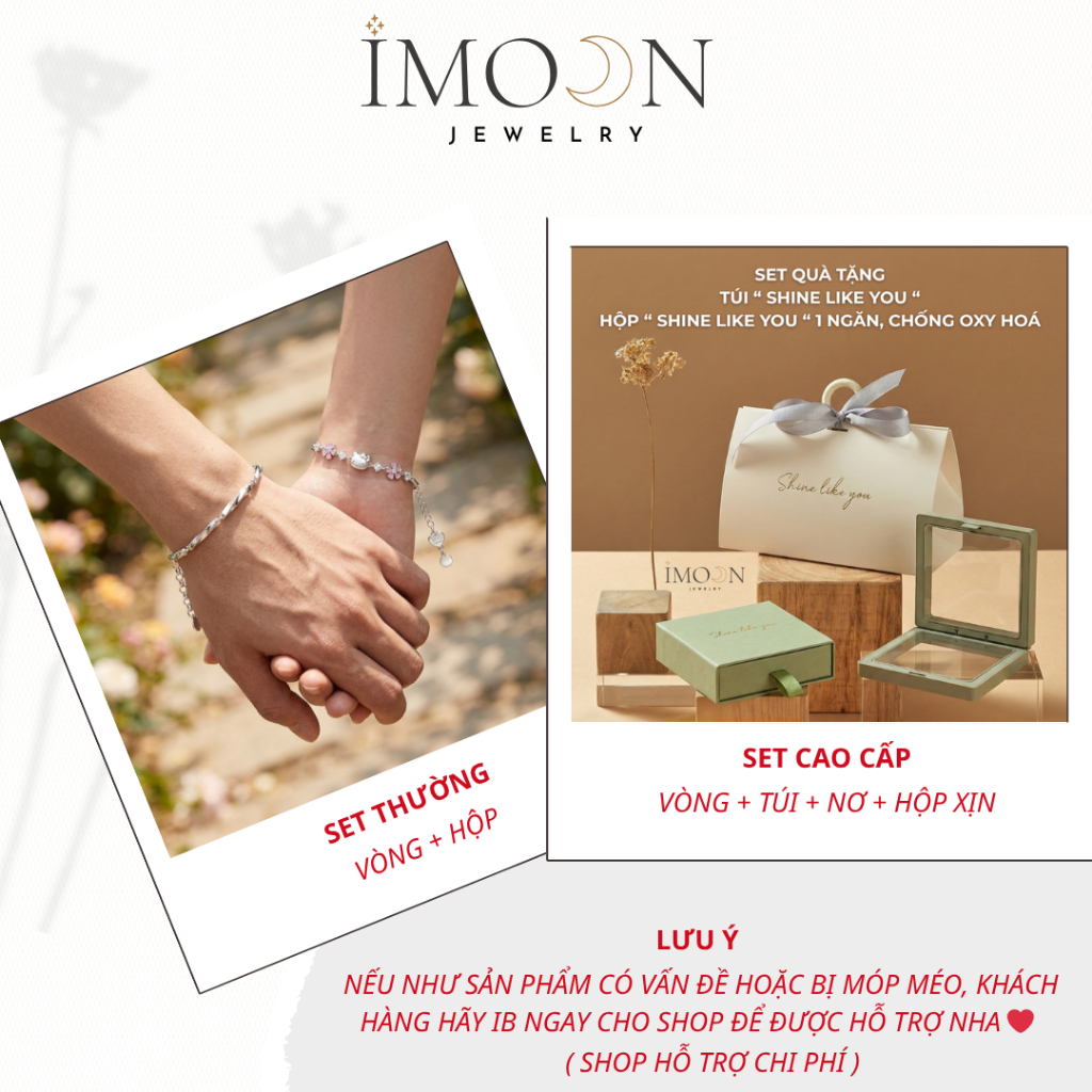 Lắc tay đôi Hello Kitty charm đính đá, vòng tay uyên ương Imoon hình Kitty đá hoa hồng