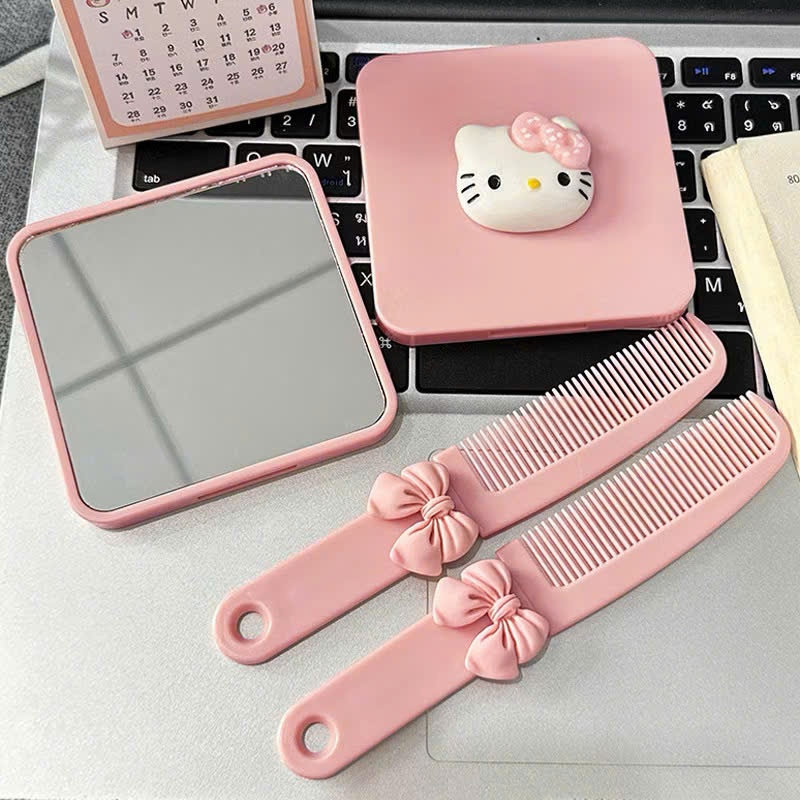 Gương lược hồng Hello Kitty, phụ kiện cho nữ, thiết kế nhỏ gọn, màu hồng tươi sáng
