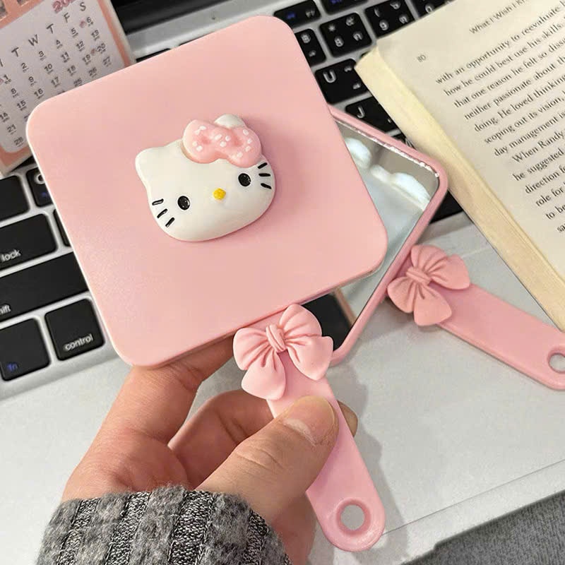 Gương lược hồng Hello Kitty, phụ kiện cho nữ, thiết kế nhỏ gọn, màu hồng tươi sáng