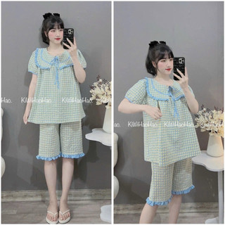 Bộ bầu - bộ sau sinh - BỘ LỬNG KẺ CỔ LÁ-7  Màu, áo có khoá kéo, quần có chun chỉnh { Freeship }