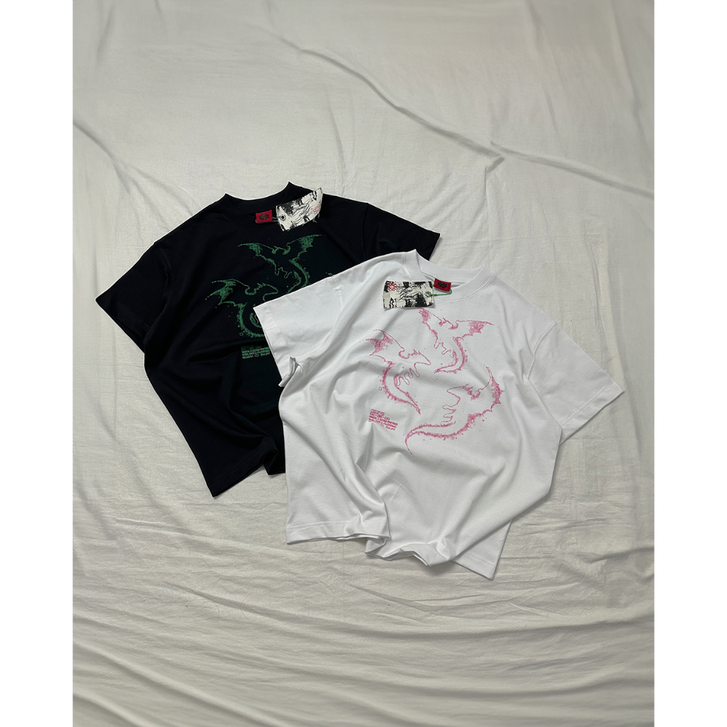 Áo thun BOXY Unisex DREVE " DRAGON " // WHITE // 100% Cotton