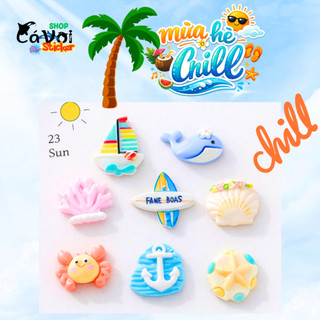 Set Charm Biển Mùa Hè Chill – Thuyền Buồm, Cá Voi, Sao Biển, Vỏ Sò Pastel Dễ Thương Phong Cách Summer