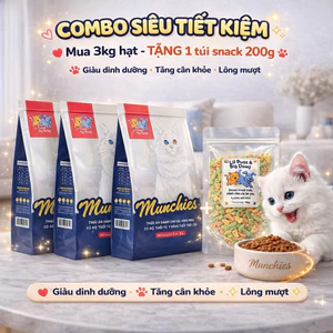 Combo 3kg Thức Ăn Hạt Munchies Dành Cho Các Bé Mèo - Dầu Cá Hồi Giúp Hỗ Trợ Tăng Cân Và Giảm Rụng Lông.