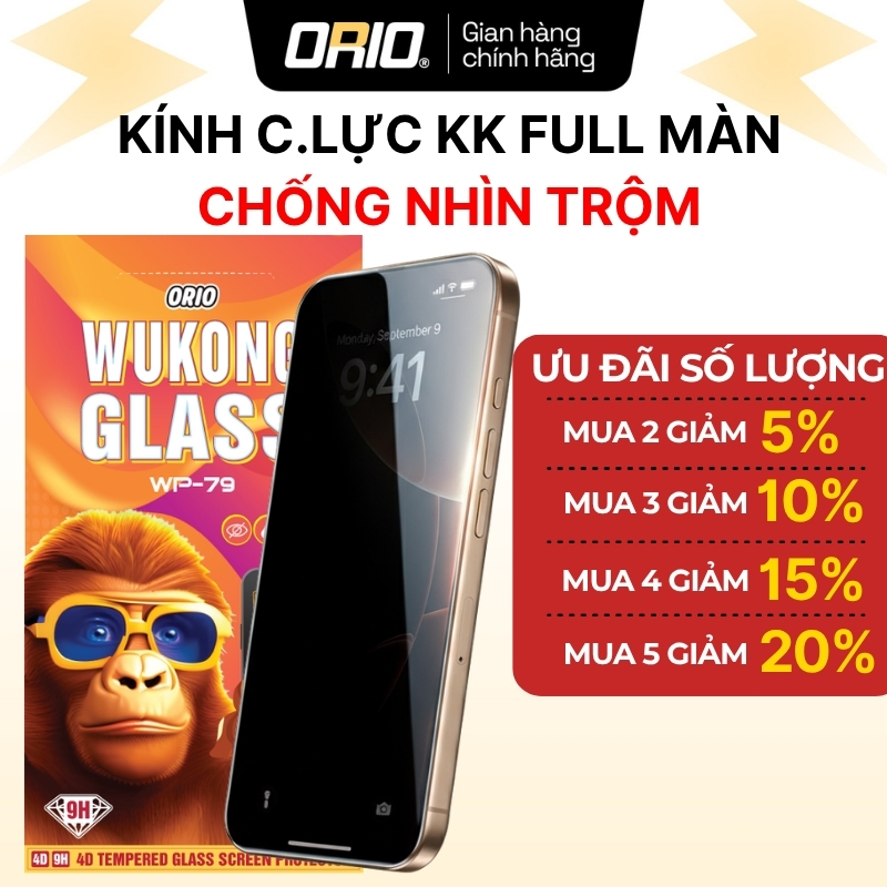 Kính Cường Lực iPhone Chống Nhìn Trộm + Hạn Chế Vân Tay ORIO WP79 ,Chống Va Đập Bảo Vệ Tối ưu