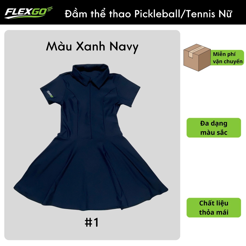 (Hỏa tốc HCM)Đầm Thể Thao Nữ có quần  FLEXGO Pickleball/Tennis Cao Cấp – Váy Polo Xòe Co Giãn, Thoáng Khí, Nhanh Khô