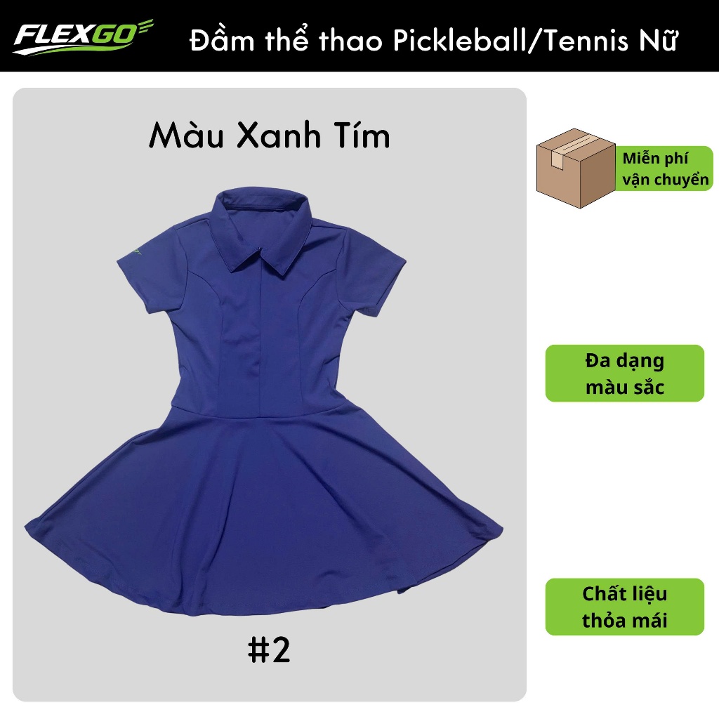 (Hỏa tốc HCM)Đầm Thể Thao Nữ có quần  FLEXGO Pickleball/Tennis Cao Cấp – Váy Polo Xòe Co Giãn, Thoáng Khí, Nhanh Khô