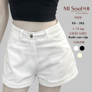 Quần Short Kaki Cotton Nữ Cạp Cao MiSoul Bigsize, Form Chuẩn Tôn Dáng, Che Bụng, Quần Đùi Kaki Vải Mềm Mát 263