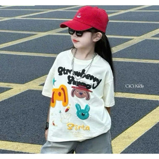 [B&G] Sét bộ áo thun tay lở kèm quần lửng jean họa tiết năng động cá tính cho bé gái từ 10-45kg