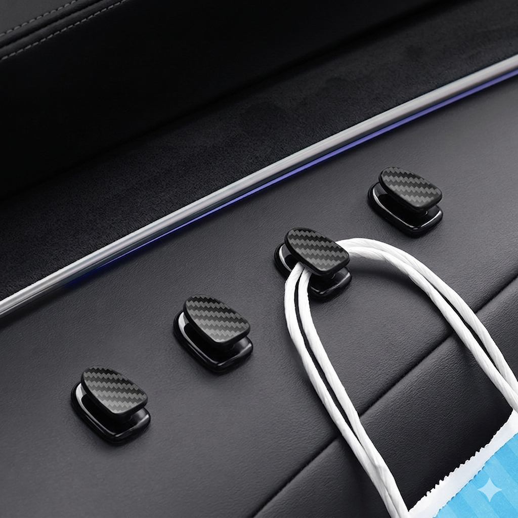 Combo 4 Chiếc Móc Treo Nội Thất Ô Tô Sợi Carbon Cao Cấp – Móc Treo Taplo Phụ, Keo Dán Không Dấu, Chịu Lực Tốt CobakAuto