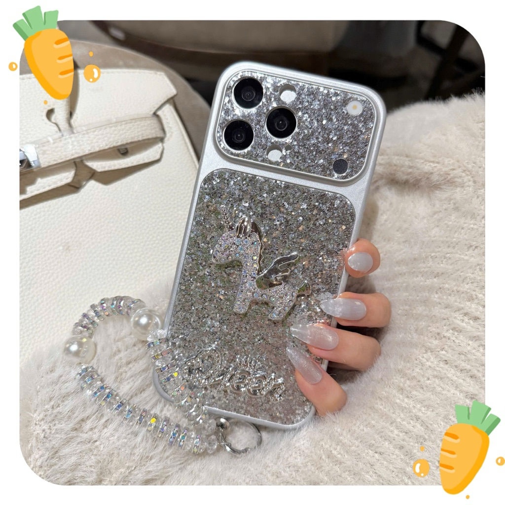 Ốp Lưng IPhone Ánh Bạc Phong Cách Điệu Đà Charm Nơ Và Ngựa Pony - Nắng Case