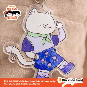 Móc khóa mica mèo cute – keychain treo balo, chìa khóa – quà tặng bạn thân học sinh sinh viên