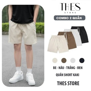 Quần Short Nam Kaki THES STORE Cạp Chun 4 Màu Form Trên Gối Trẻ Trung QS01