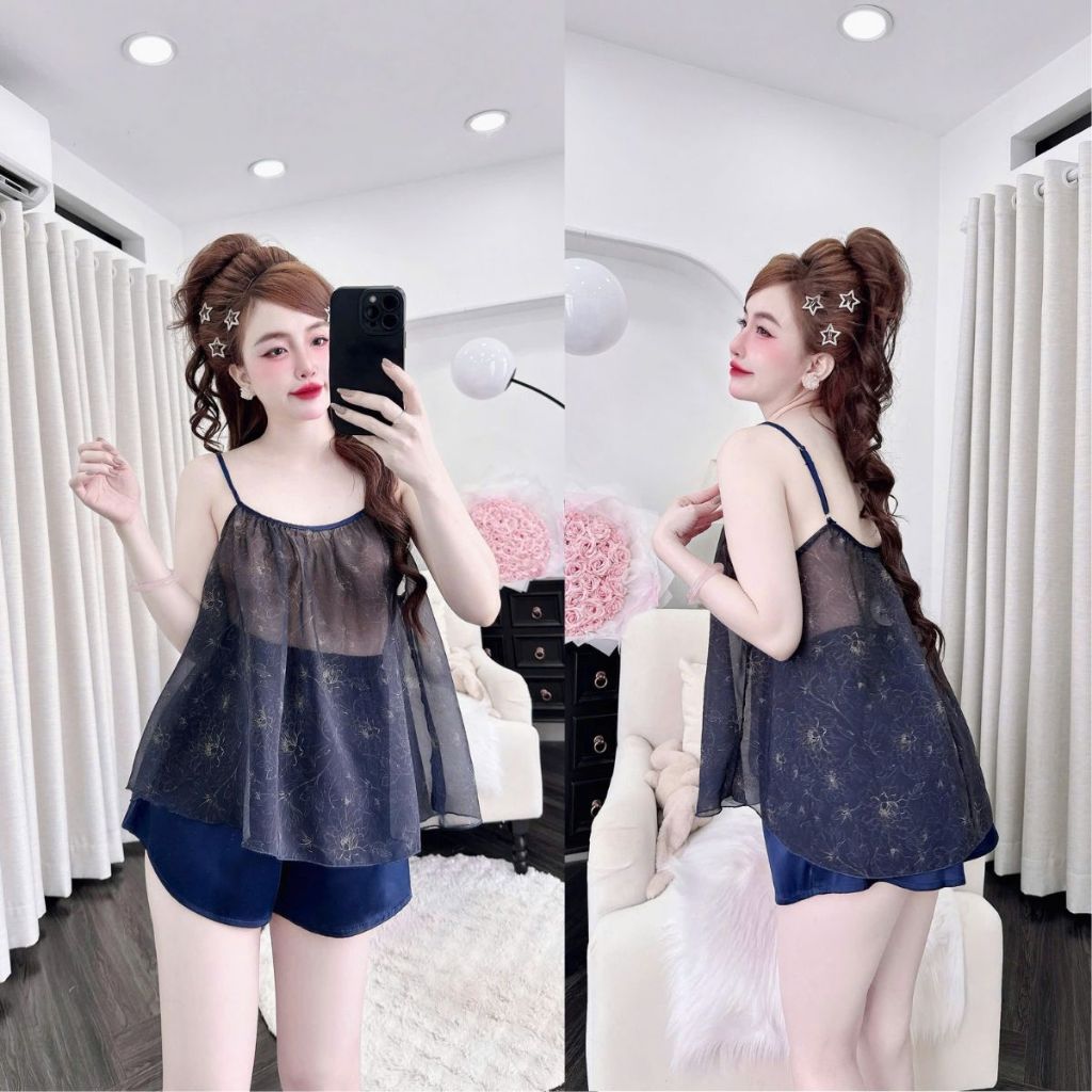 Đồ Ngủ 2 Dây chiffon , Đồ Ngủ Sexy lụa Latin cao cấp mềm mại xinh