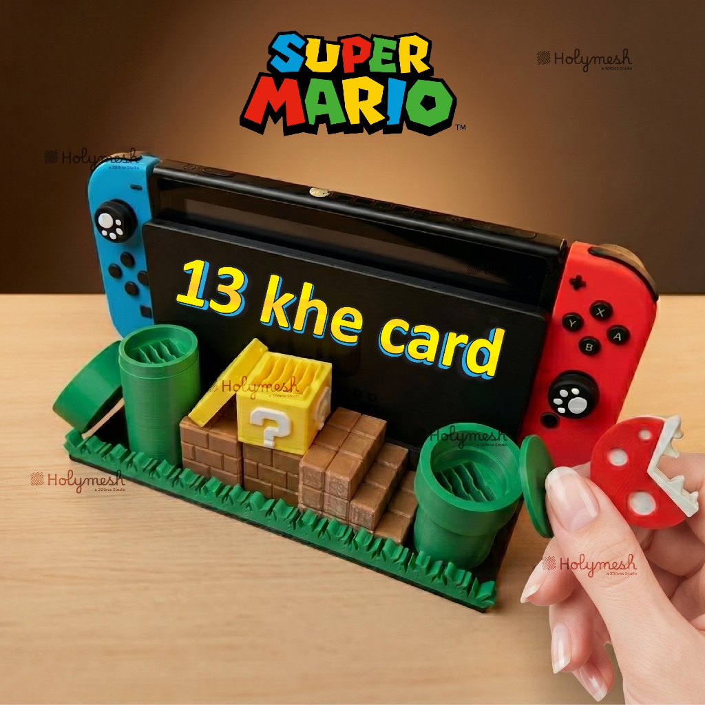 Đế trưng bày Nintendo Switch Mario có 13 slot chứa card game - Dock Nintendo Switch Mario - Holymesh
