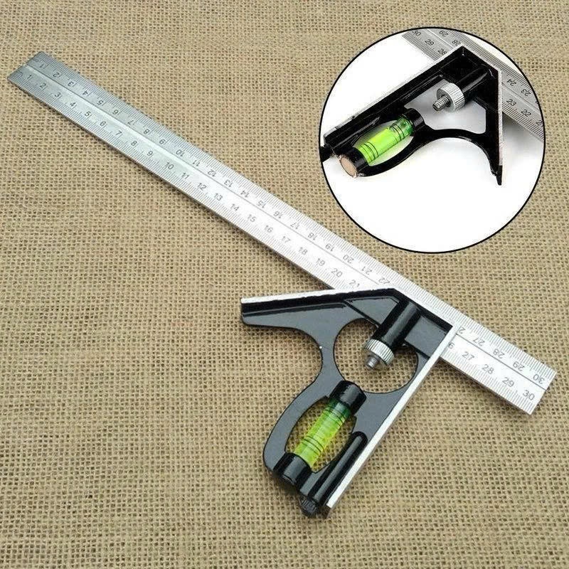 (Có cân bằng thuỷ) Thước Ke Góc Vuông Và Góc 45 Độ Đa Năng 30cm – Công cụ lý tưởng cho thợ cơ khí, thợ mộc FREE SHIP