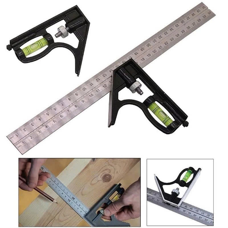 (Có cân bằng thuỷ) Thước Ke Góc Vuông Và Góc 45 Độ Đa Năng 30cm – Công cụ lý tưởng cho thợ cơ khí, thợ mộc FREE SHIP