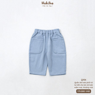 Quần kaki dài phối túi năng động cho bé trai, bé gái Hokiha vải kaki mềm mại, thoáng mát size 8-17kg Q106