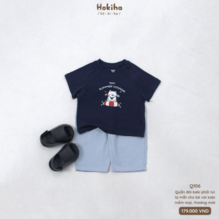 Quần kaki dài phối túi cho bé đi học, đi chơi Hokiha vải kaki mềm mại, thoáng mát size 8-17kg Q106