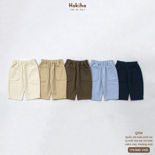 Quần kaki dài phối túi năng động cho bé trai, bé gái Hokiha vải kaki mềm mại, thoáng mát size 8-17kg Q106