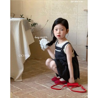 [B&G] Sét yếm quần chấm bi kèm áo cotton sát nách cá tính năng động cho bé yêu từ 2-12 tuổi