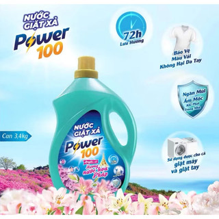Nước Giặt Xả Power100 Hương Nước Hoa Pháp - Can 3.4KG