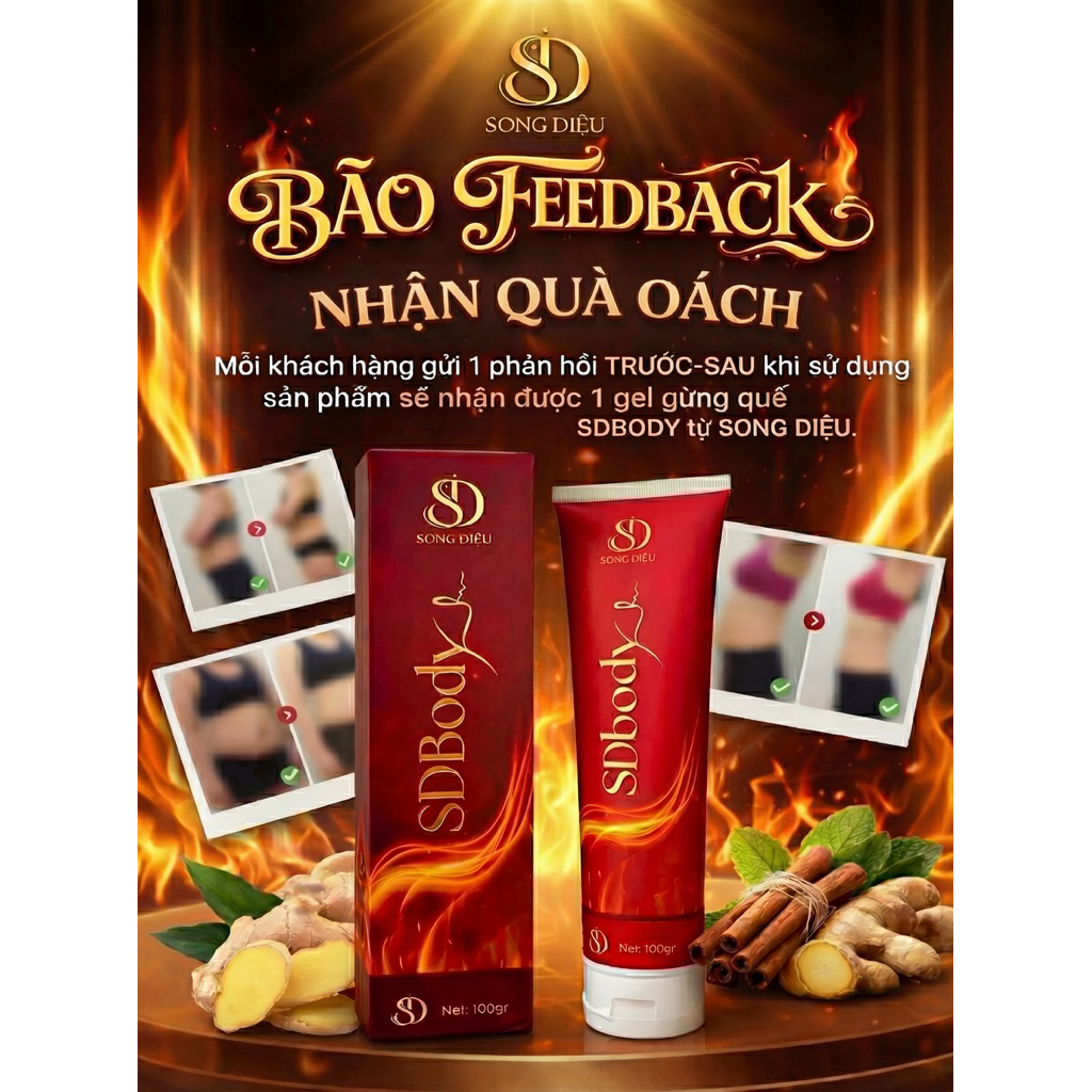 COMBO 2 GEL GỪNG QUẾ SDBODY TẶNG 1 TRÀ TÁO MÈO THẢI MỠ