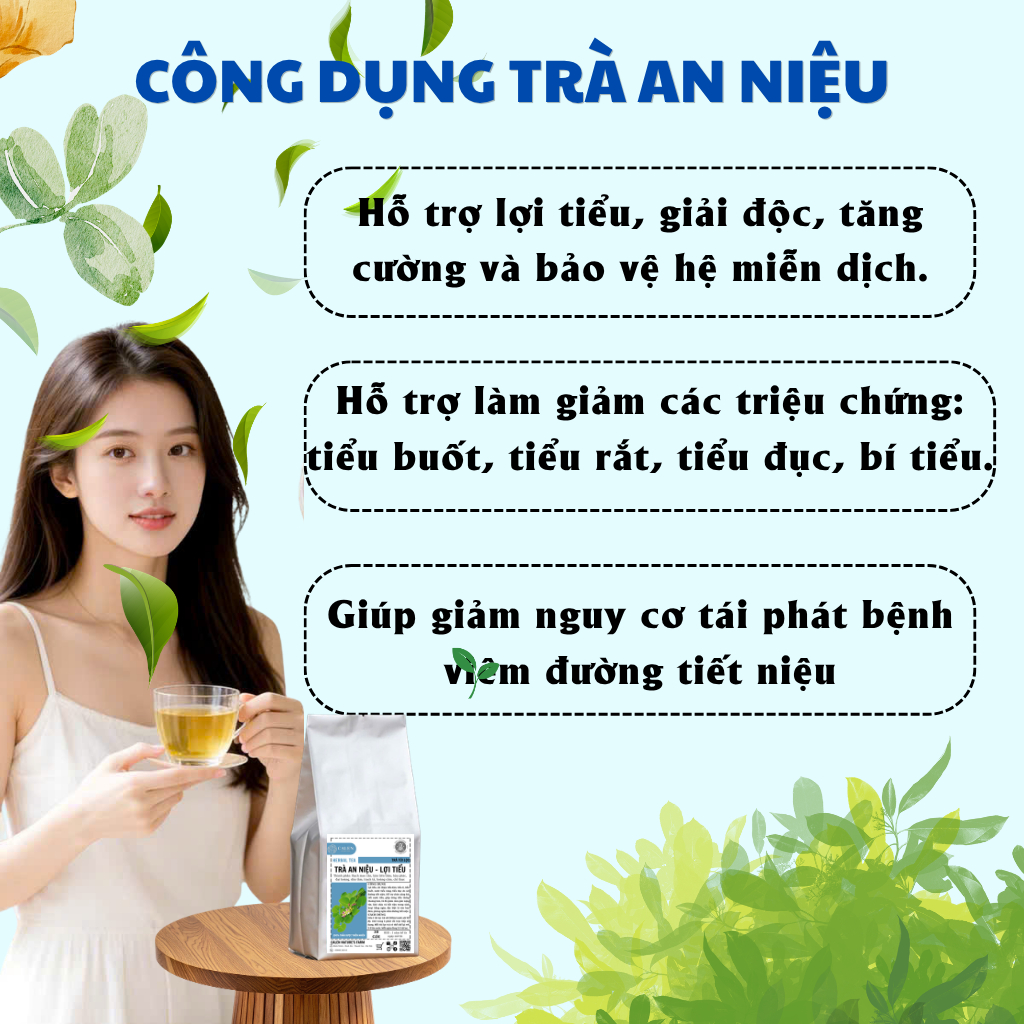 Trà an niệu lợi tiểu Calen Nature's Farm xử lý vấn đề tiểu khó, tiểu ít, tiểu buốt, nước tiểu vàng, tiểu đục bịch 30 lọc