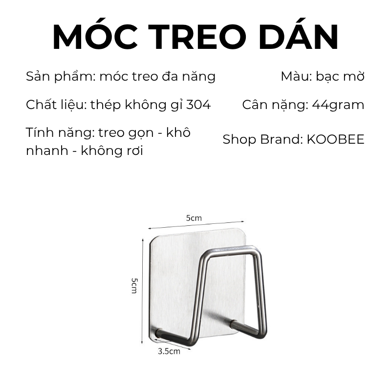 Móc Treo Miếng Rửa Chén KOOBEE – Giá Đỡ Bồn Rửa Dán Tường Không Khoan, Chịu Lực Tốt, Chống Nước | 376