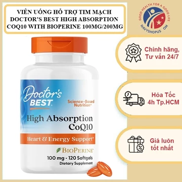 Viên Uống Hỗ Trợ Tim Mạch Doctor’s Best High Absorption Coq10 With Bioperine 100mg / 200mg Cua