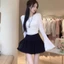 Chân váy mini ren xếp ly tầng bèo cực xinh, Váy ngắn xòe đen trắng phong cách Balletcore Hàn Quốc