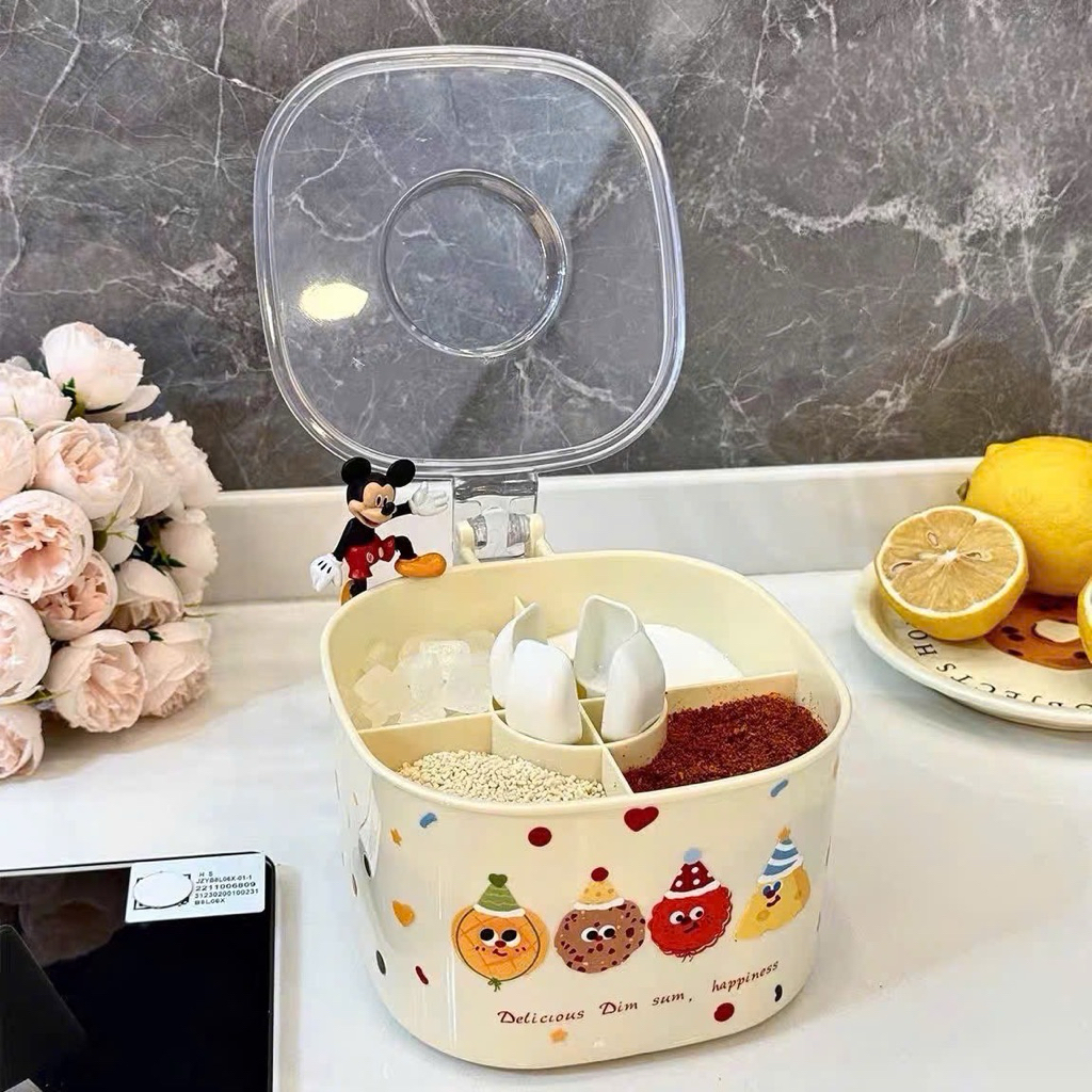 🍱 HŨ ĐỰNG GIA VỊ 4 NGĂN TIỆN LỢI – GỌN GÀNG, SẠCH SẼ CHO GIAN BẾP 🍱