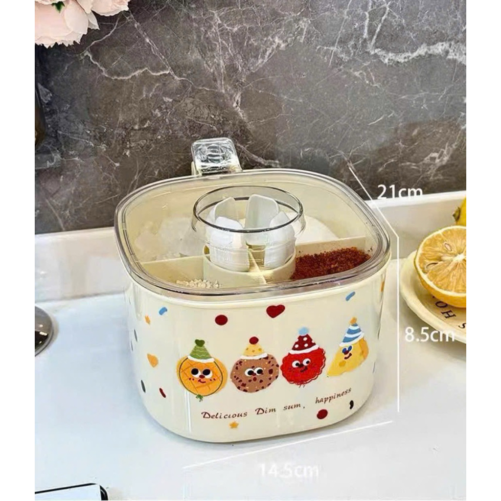 🍱 HŨ ĐỰNG GIA VỊ 4 NGĂN TIỆN LỢI – GỌN GÀNG, SẠCH SẼ CHO GIAN BẾP 🍱