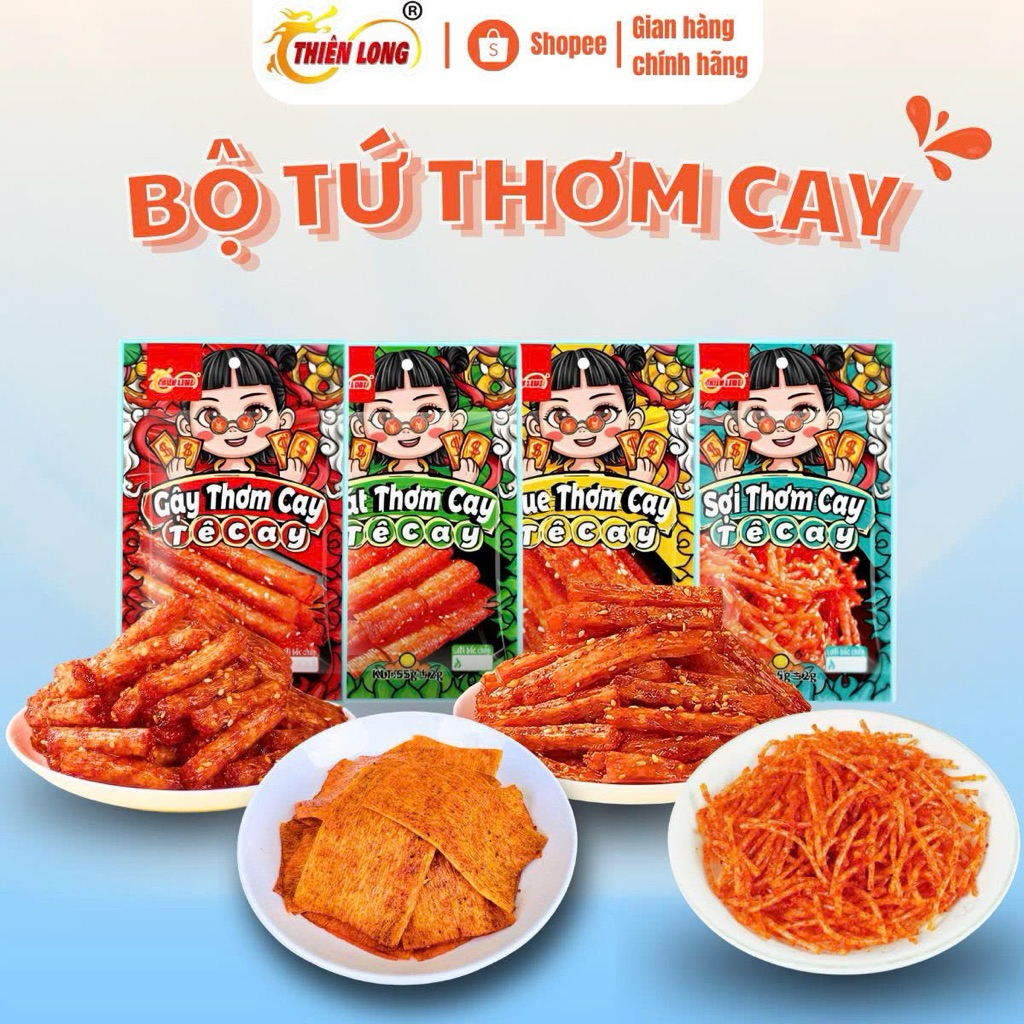 Combo 4 Gói Que  Cay Natra Thơm Cay Đồ Ăn Vặt Thiên Long Food Đậm Đà Hương Vị Tuổi Thơ